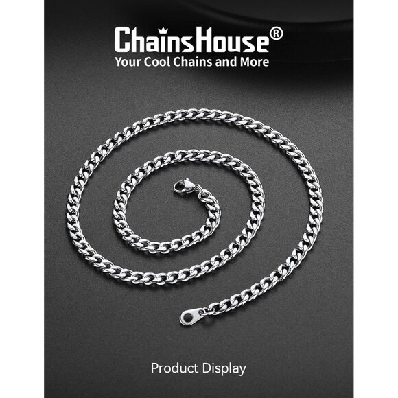 Miami Cuban Link Chain Necklace for Men Stainless Steel 4.8mm Plated Hip Hop - Picture 3 of 9